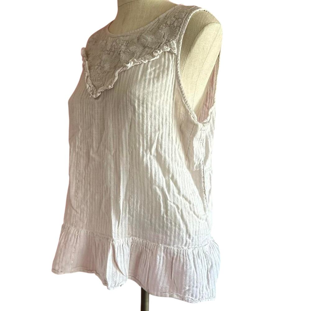 Womens Top Size Medium White Tank Classic Girlhoodcore Light Academia Fairycore - Picture 6 of 8